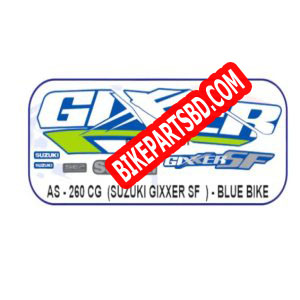 Graphics Sticker Set for Suzuki Gixxer SF | Blue Vehicle | White & Green Sticker | Both Sides