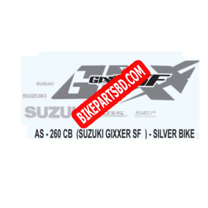 Graphics Sticker Set for Suzuki Gixxer SF | ABS | Silver Vehicle | Both Sides