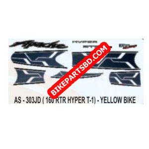 Graphics Sticker Set for TVS Apache RTR 160 | Hyper EdgeType 1 | Yellow Vehicle | Both Sides
