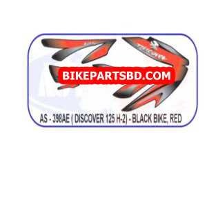Graphics Sticker Set for Bajaj Discover 125 | H-2 | Black Vehicle | Red Sticker | Both Sides