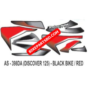 Graphics Sticker Set for Bajaj Discover 125 | Black Vehicle | Red Sticker | Both Sides