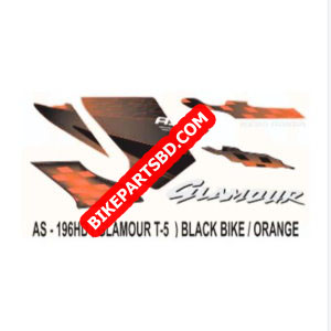 Graphics Sticker Set for Hero Glamour | Type 5 | ASFS | Black Vehicle | Orange Sticker | Both Sides