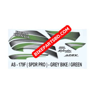 Graphics Sticker Set for Hero Honda Splendor Pro | Grey Vehicle | Green Sticker | Both Sides