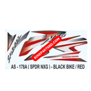 Graphics Sticker Set for Hero Honda Splendor NXG | Black Vehicle | Red Sticker | Both Sides