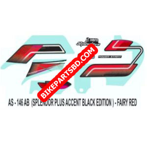 Graphics Sticker Set for Hero Splendor Plus | Accent Black Edition | Fiery Red Sticker | Both Sides