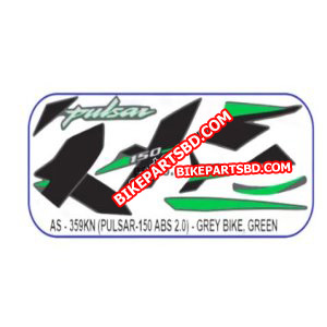 Graphics Sticker Set for Bajaj Pulsar 150 | ABS 2.0 | Grey Vehicle | Green Sticker | Both Sides