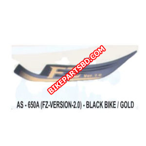 Graphics Sticker Set for Yamaha FZ V2 | Black Vehicle | Gold Sticker | Both Sides