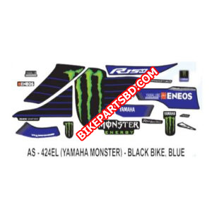 Graphics Sticker Set for Yamaha R15 V3 | Monster Edition | Black Vehicle | Blue Sticker | Both Sides